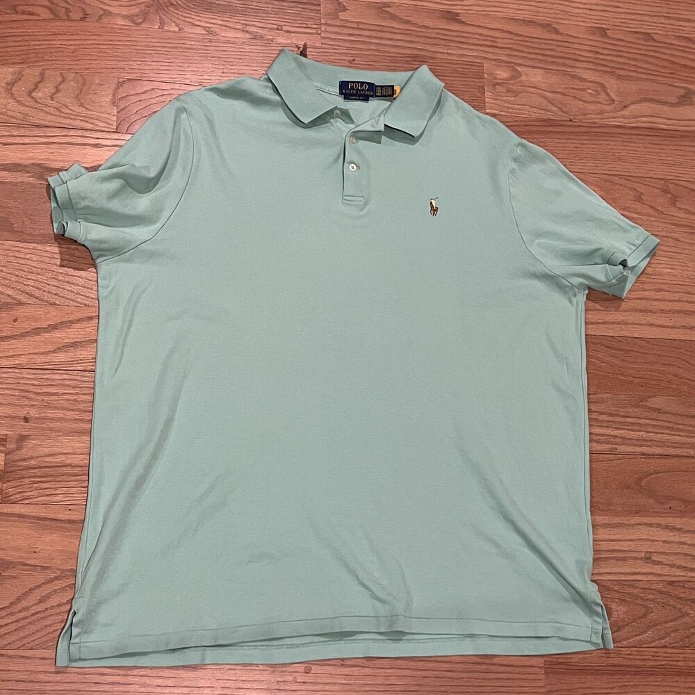 Polo Ralph Lauren Classic Fit Mesh Polo Mint Seafoam Green XXL Pony Logo Preppy